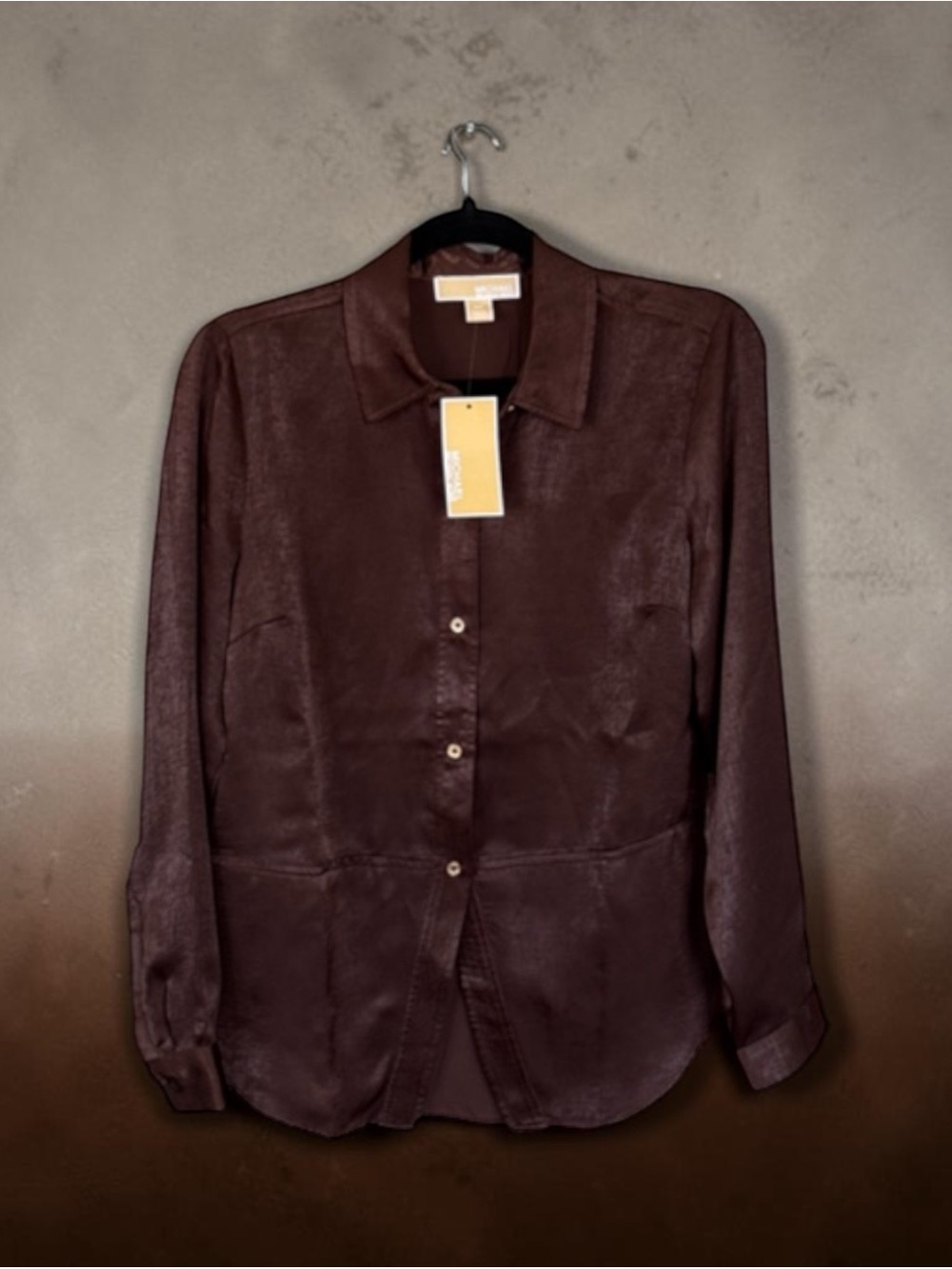 NWT Michael Kors Button Down Blouse | Saddle Brown | Size S